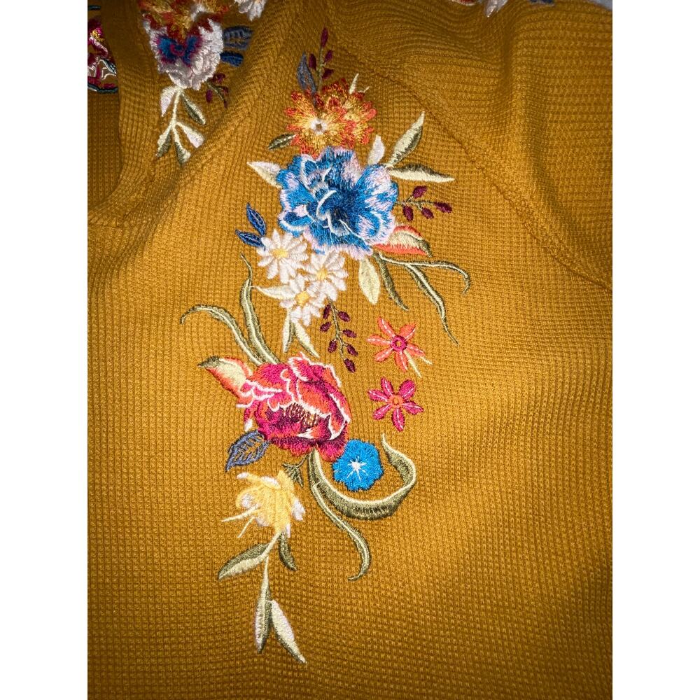 Johnny Was Mustard Embroidered Hoodie Tunic - Picture 3 of 11